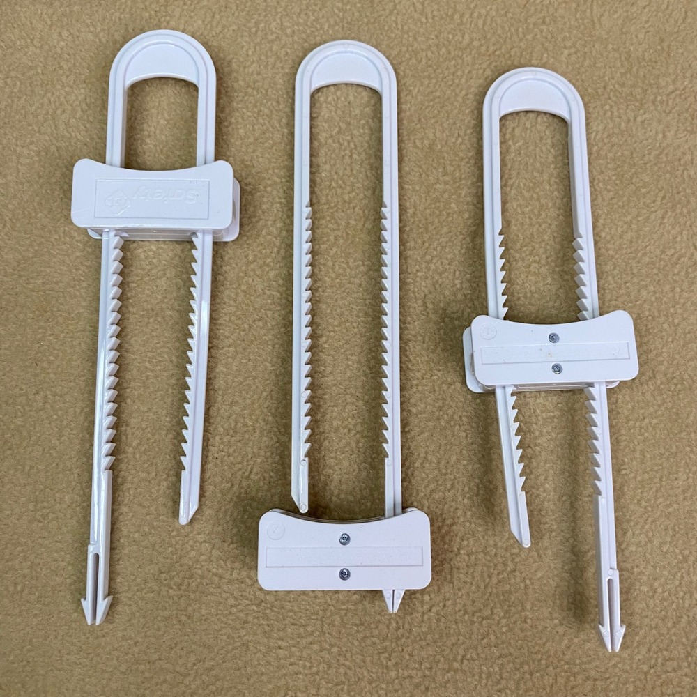 Lot Of 3 White Safety Cabinet Child Drawer Locks Straps Childproofing Baby EUC